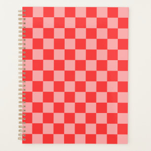 Eye-Catching Red and Pink Checkerboard Planner