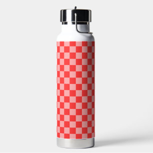 Eye-Catching Red and Pink Checkerboard Water Bottle