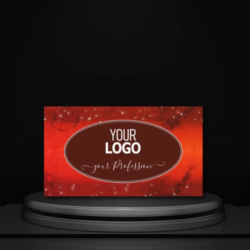 Eye Catching Red Marbled Glitter Stars with Logo Business Card
