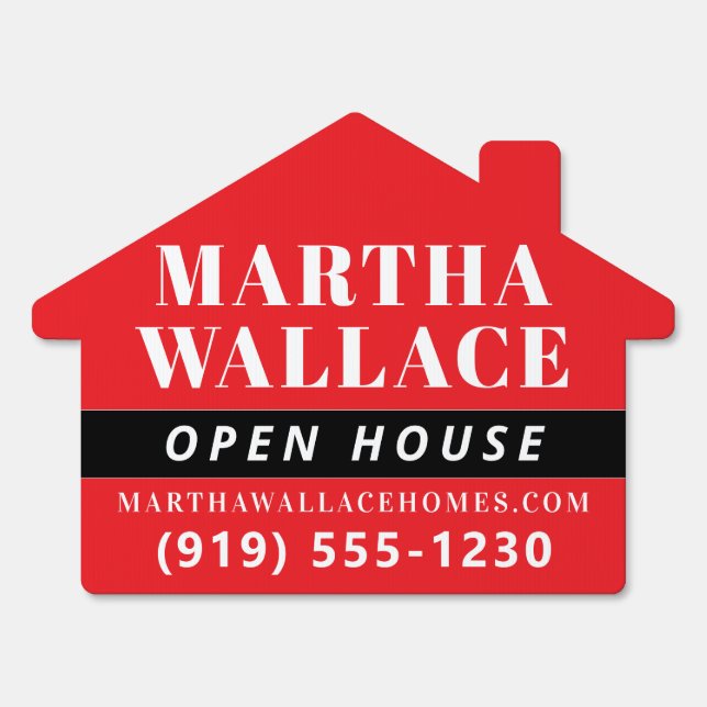 Eye Catching Red Real Estate Agent Open House Sign (Front)