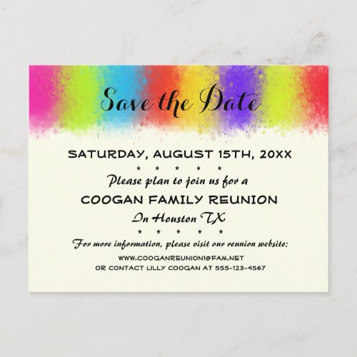 Eye Catching Reunion Party or Event Save the Date Announcement Postcard