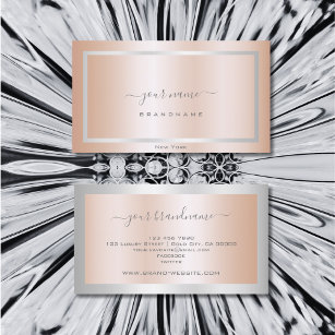 Eye Catching Rose Gold Effect with Silver Frame Business Card