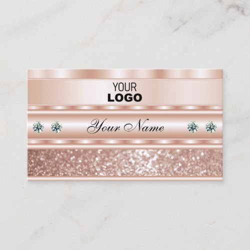 Eye Catching Rose Gold Sparkling Glitter with Logo Business Card