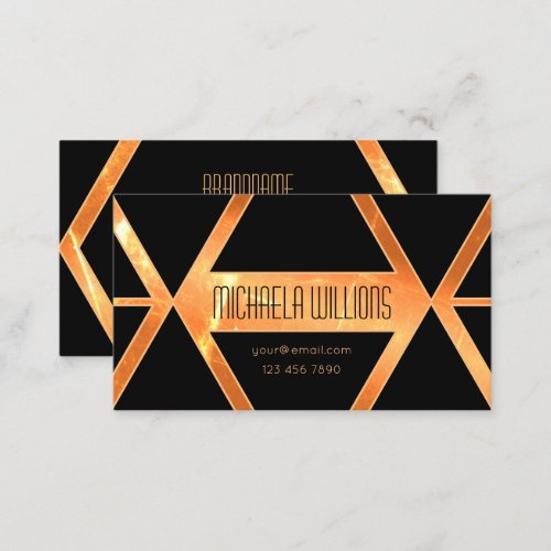 Eye Catching Shimmery Coral Black Geometric Modern Business Card