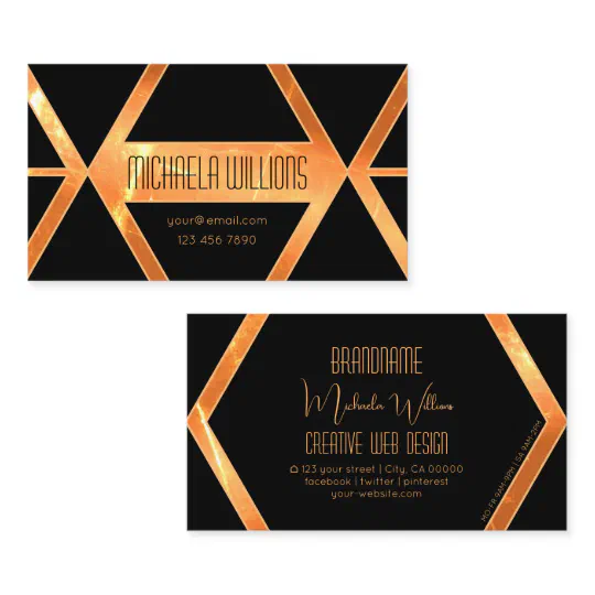 Eye Catching Shimmery Coral Black Geometric Modern Business Card Eye Catching Shimmery Coral Black Geometric Modern Business Card