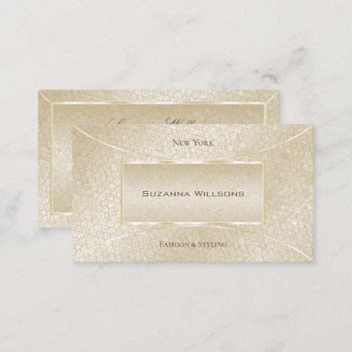 Eye Catching Silk Cream Snake Pattern Elegant Chic Business Card