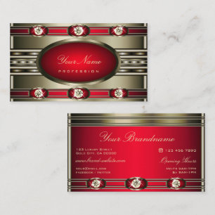 Eye Catching Silver Colors Red with Faux Diamonds Business Card
