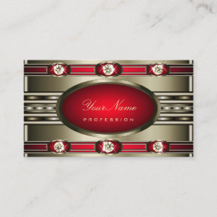 Eye Catching Silver Colors Red with Faux Diamonds Business Card