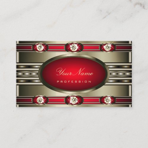 Eye Catching Silver Colors Red with Faux Diamonds Business Card
