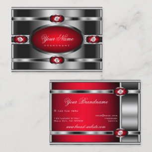 Eye Catching Silver Effect and Red Gradient Colors Business Card