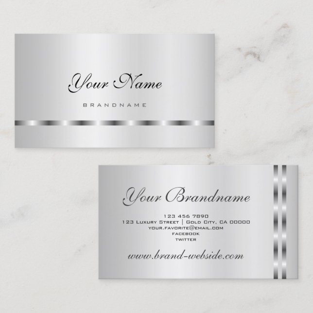 Eye Catching Silver Effect Professional and Modern Business Card (Front/Back)