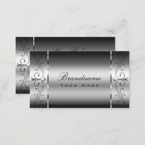 Eye Catching Silver Squiggled Jewels Ornamentation Business Card