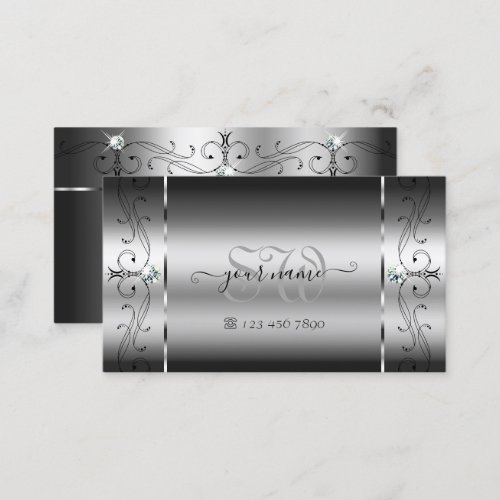 Eye Catching Silver Squiggled Jewels with Monogram Business Card