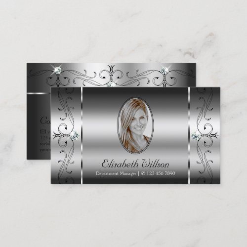 Eye Catching Silver Squiggled Jewels with Photo Business Card