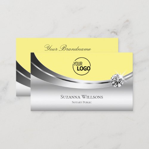 Eye Catching Silver Yellow with Logo and Diamond Business Card