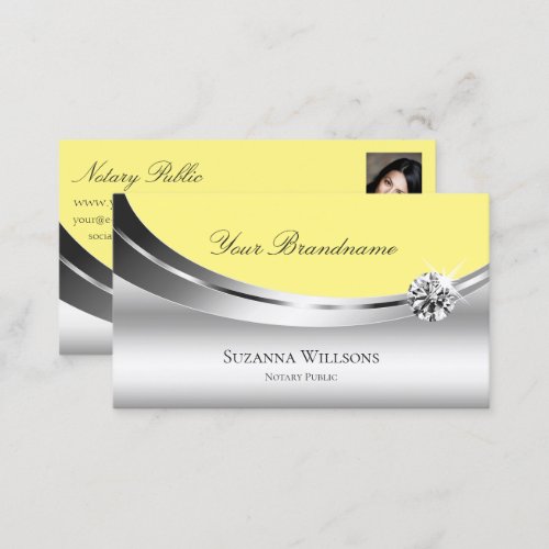 Eye Catching Silver Yellow with Photo and Diamond Business Card