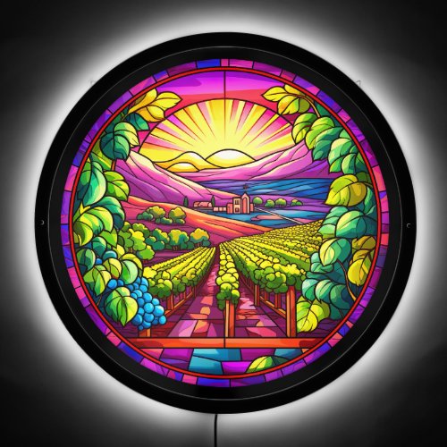 Eye Catching Vineyard Stained Glass  LED Sign