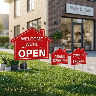Eye Catching We’re Open House Yard Sign 18x24