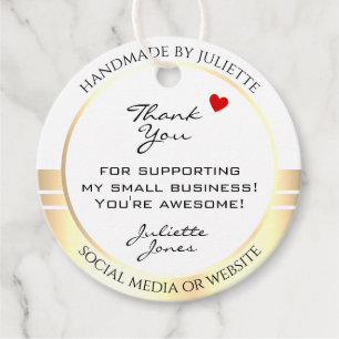 Eye Catching White and Gold Packaging Thank You Favor Tags