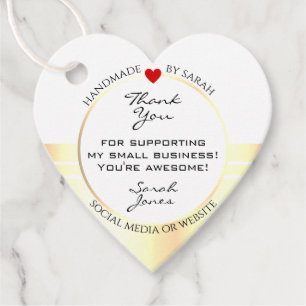 Eye Catching White and Gold Packaging Thank You Favor Tags