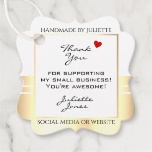 Eye Catching White and Gold Packaging Thank You Favor Tags