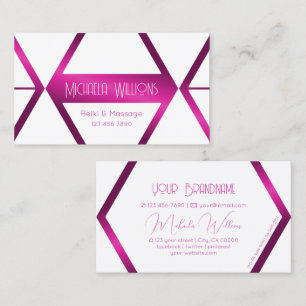 Eye Catching White Geometric Shimmery Pink Modern Business Card
