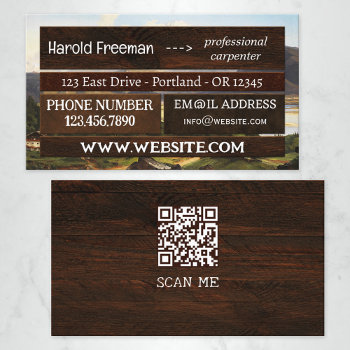 Eye Catching Wood Construction Qr  Business Card by sunnysites at Zazzle