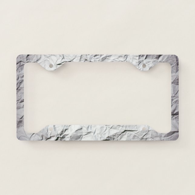 Eye Catching Wrinkled White Paper License Plate Frame (Front)