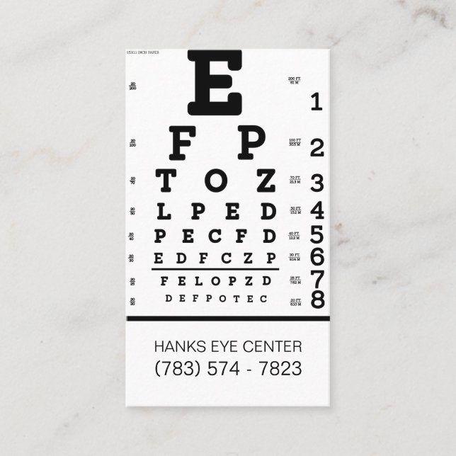 Eye Center Vision Ophthalmologist Optician Business Card (Front)