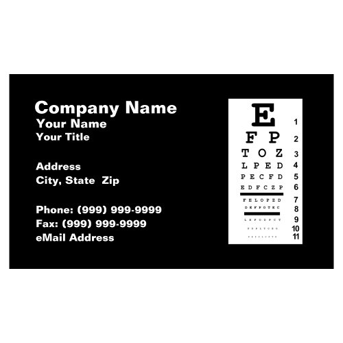 Eye Chart Against Black Background Business Card