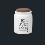 Eye Chart Candy Jar<br><div class="desc">Eye chart gifts. Great gifts for optometrists or for sight challenged friends and family. black and white traditional design.</div>