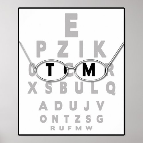 EYE CHART EXAM POSTER WITH GLASSES