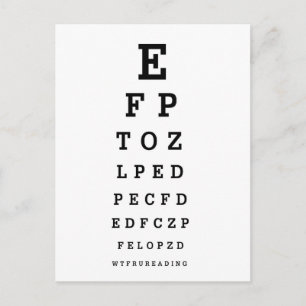 EYE CHART - Humor WTF RU READING Postcard