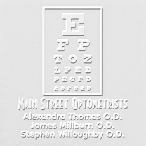 Eye Chart Optometrist Opthamologist Clinic Name Embosser