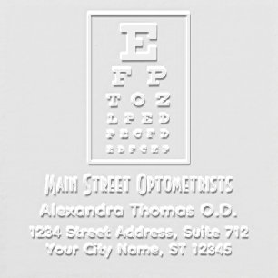 Eye Chart Optometrist Opthamologist Name Address Embosser