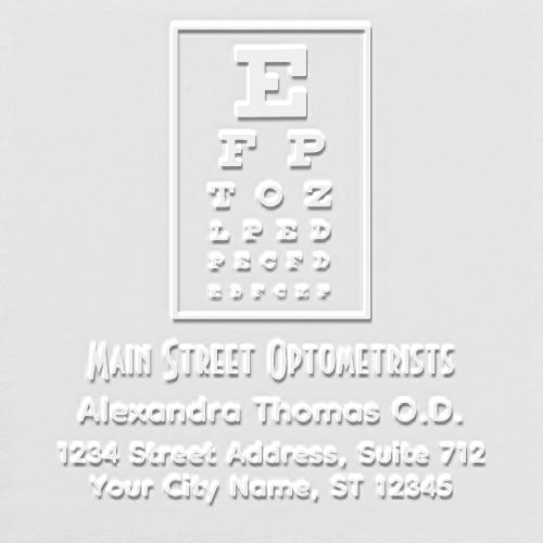 Eye Chart Optometrist Opthamologist Name Address Embosser