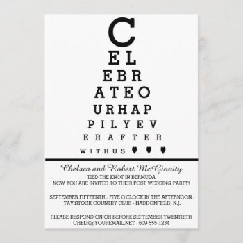 Eye Chart Post Wedding Reception Only Invitation by PetitePaperie at Zazzle