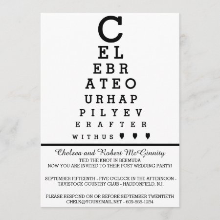 Eye Chart Post Wedding Reception Only Invitation