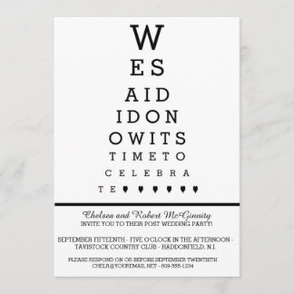 Eye Chart Post Wedding Reception Only Invitation