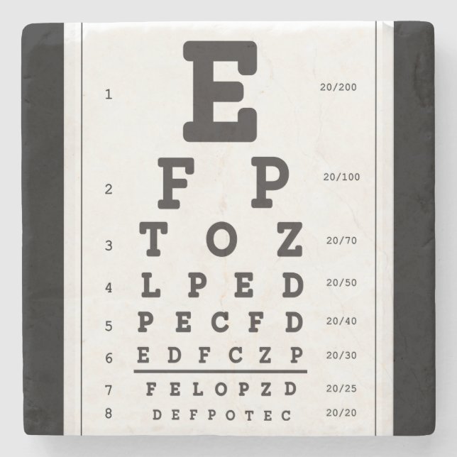 Eye Chart Snelling Chart Marble Stone Coaster (Front)