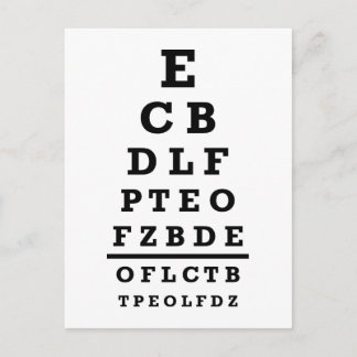 Eye chart test postcard
