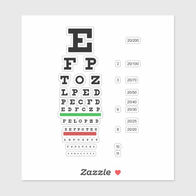 Eye Chart-Themed Optometry Design Spiral Sticker (Sheet)
