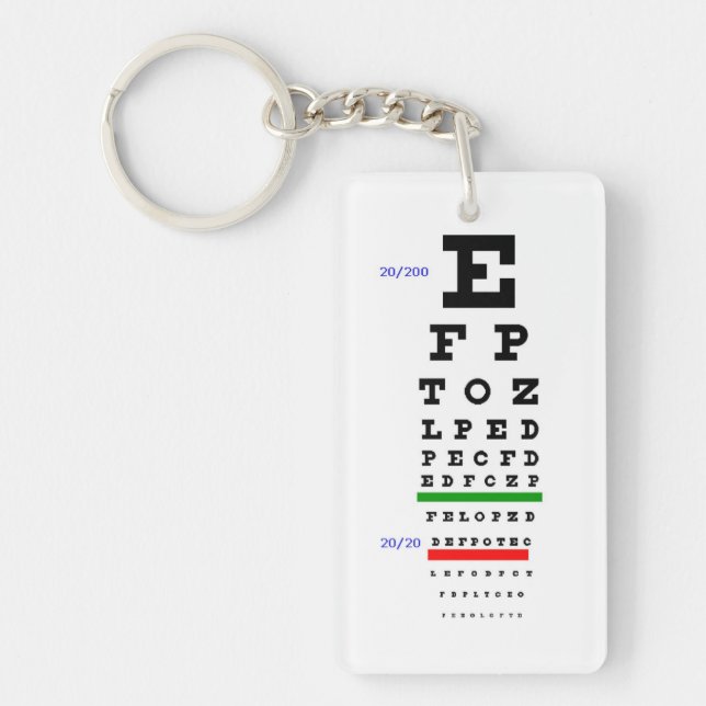 Eye Chart with Eyeballs background Keychain (Front)