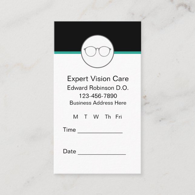 Eye Doctor Ophthalmologist Appointment Cards (Front)