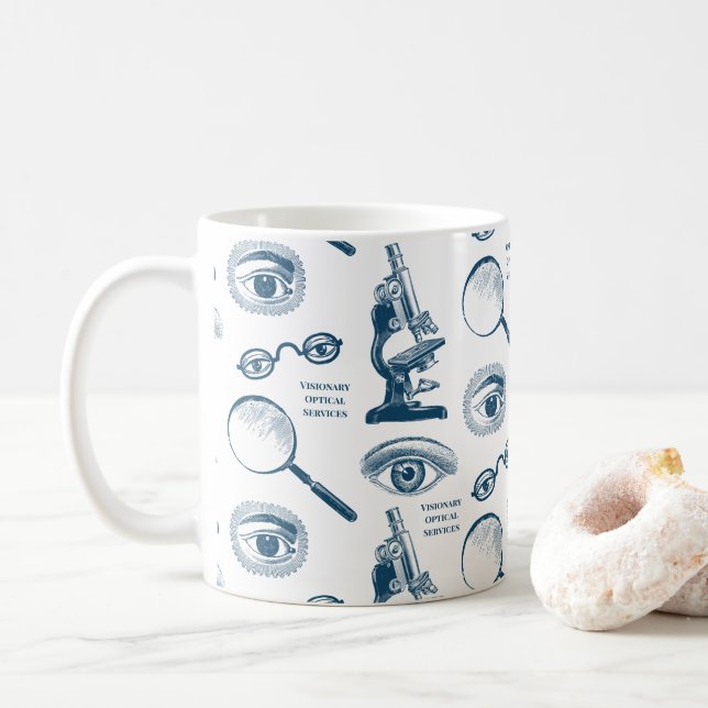Eye Doctor Ophthalmologist Optician or Scientist Coffee Mug (With Donut)