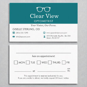 Eye Doctor Optometrist Office Appointment Business Card