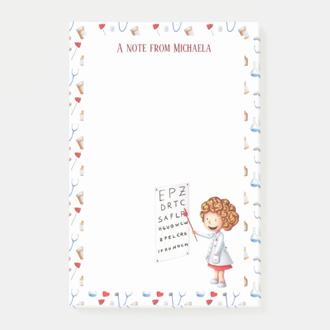 Eye doctor or ophthalmic nurse personalized post-it notes (Front)