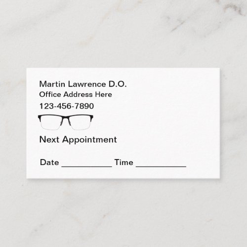 Eye Doctor Patient Appointment Reminder  Business Card