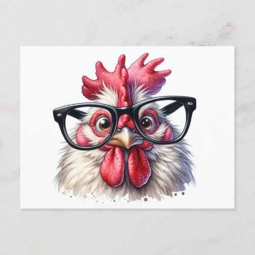 Eye Doctor Rooster With Black Glasses Postcard