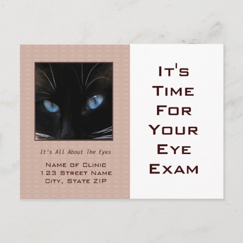 Eye Exam Appointment Reminder Blue Cat Eyes Postcard